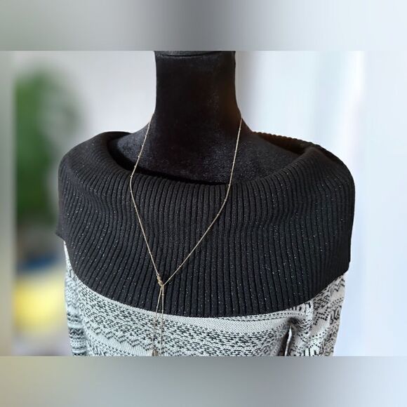 WHBM Winter Holiday Cowl Neck  Off Shoulder Fair Isle Wool Blend Sweater Size S - Picture 9 of 16